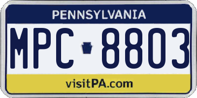 PA license plate MPC8803