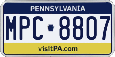 PA license plate MPC8807