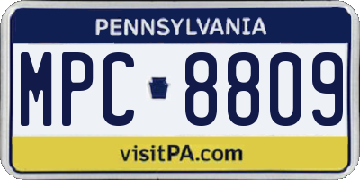 PA license plate MPC8809