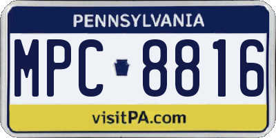 PA license plate MPC8816