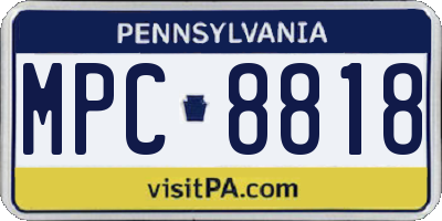 PA license plate MPC8818