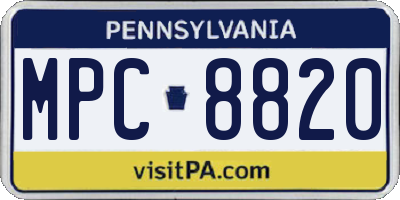 PA license plate MPC8820