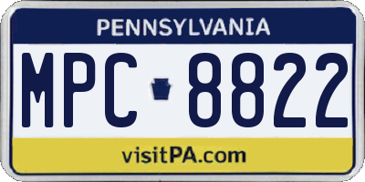 PA license plate MPC8822