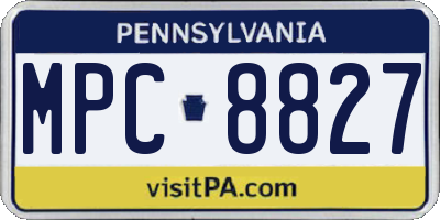 PA license plate MPC8827