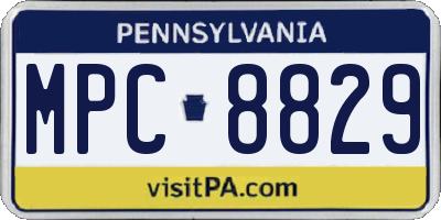 PA license plate MPC8829