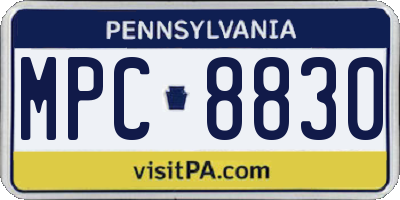 PA license plate MPC8830