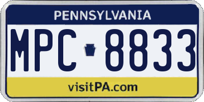 PA license plate MPC8833
