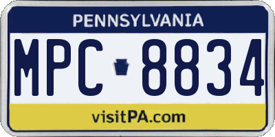 PA license plate MPC8834