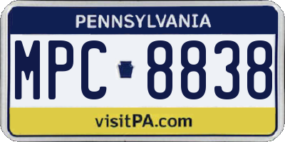 PA license plate MPC8838