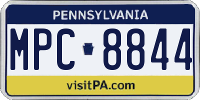 PA license plate MPC8844
