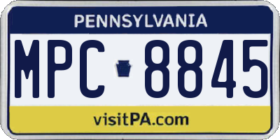 PA license plate MPC8845