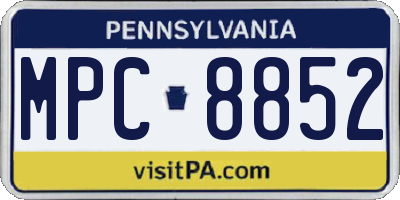 PA license plate MPC8852