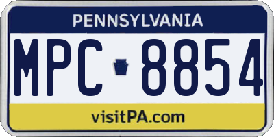PA license plate MPC8854