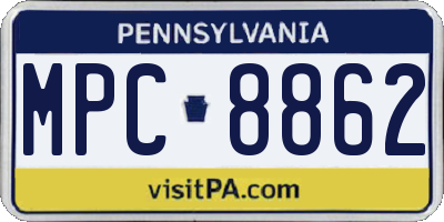 PA license plate MPC8862