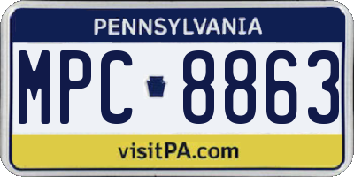 PA license plate MPC8863
