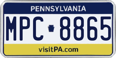 PA license plate MPC8865