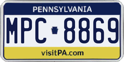 PA license plate MPC8869