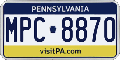 PA license plate MPC8870