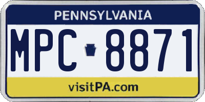 PA license plate MPC8871