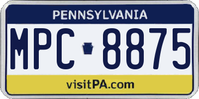 PA license plate MPC8875