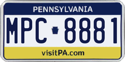 PA license plate MPC8881