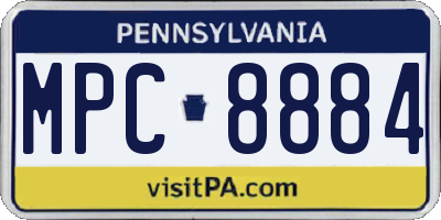 PA license plate MPC8884