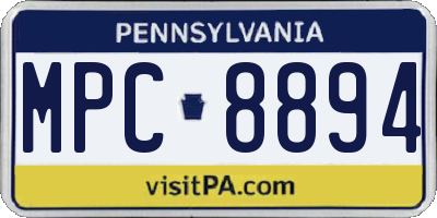 PA license plate MPC8894