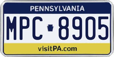 PA license plate MPC8905