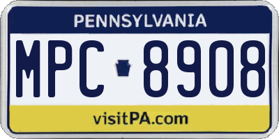 PA license plate MPC8908