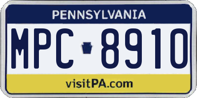 PA license plate MPC8910