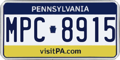 PA license plate MPC8915