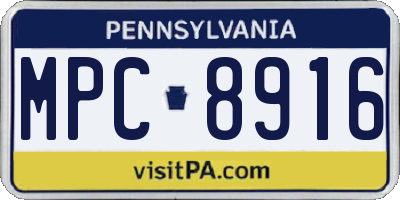 PA license plate MPC8916