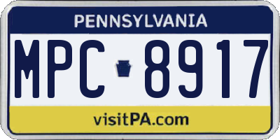 PA license plate MPC8917