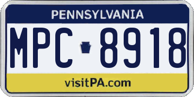 PA license plate MPC8918