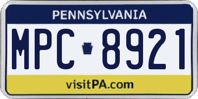 PA license plate MPC8921