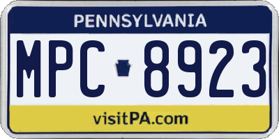 PA license plate MPC8923