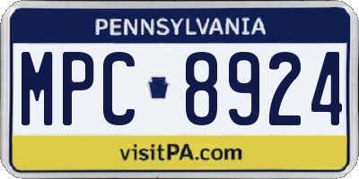 PA license plate MPC8924