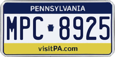 PA license plate MPC8925