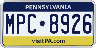 PA license plate MPC8926