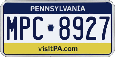 PA license plate MPC8927