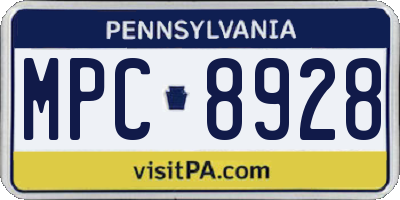 PA license plate MPC8928