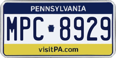 PA license plate MPC8929