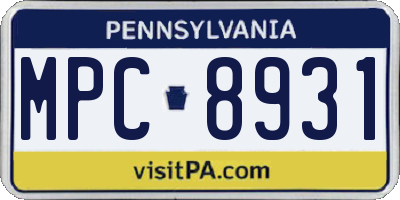 PA license plate MPC8931