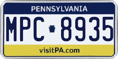 PA license plate MPC8935