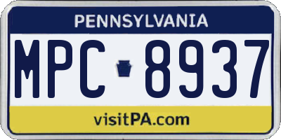 PA license plate MPC8937