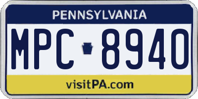 PA license plate MPC8940
