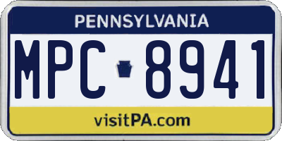 PA license plate MPC8941