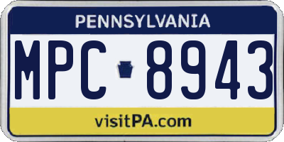PA license plate MPC8943
