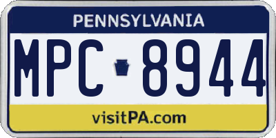 PA license plate MPC8944