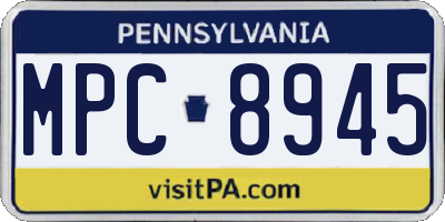 PA license plate MPC8945
